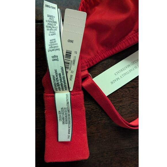 Victoria's Secret new w All tags 36D  Lined Perfect Coverage Padded Lipstick Red - Picture 6 of 16